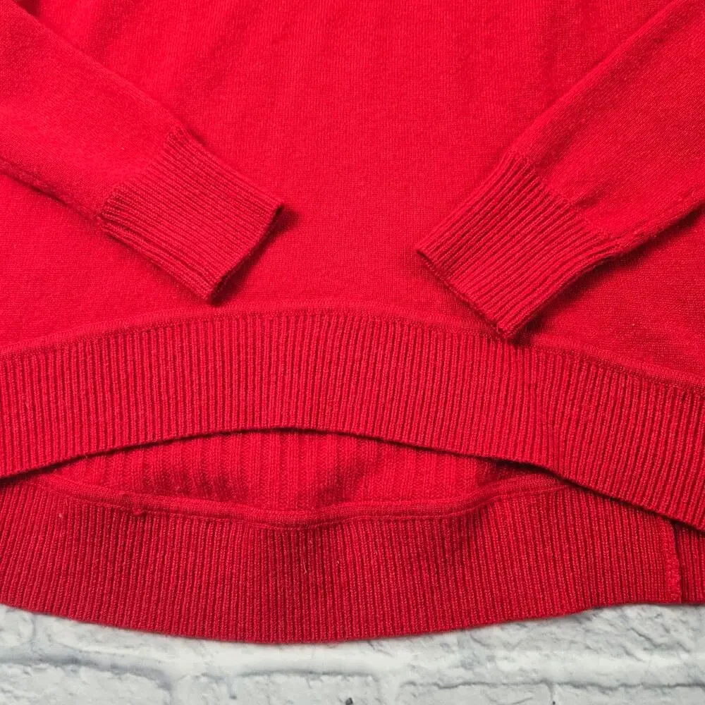 Diane Von Furstenberg Red Cashmere Sweater Holiday Scoop Neck size Petite 0-2